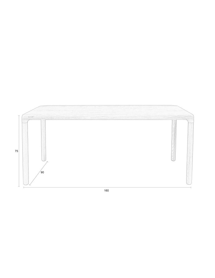 ZUIVER Storm spisebord, rektangulr - natur asketr (160x90)