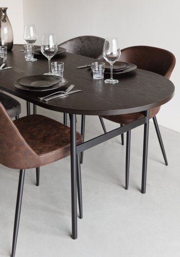 WHITE LABEL LIVING Marcio spisebord, oval - sort MDF og metal (180x80)