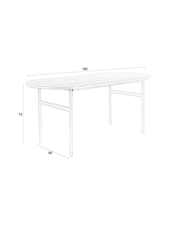 WHITE LABEL LIVING Marcio spisebord, oval - sort MDF og metal (180x80)