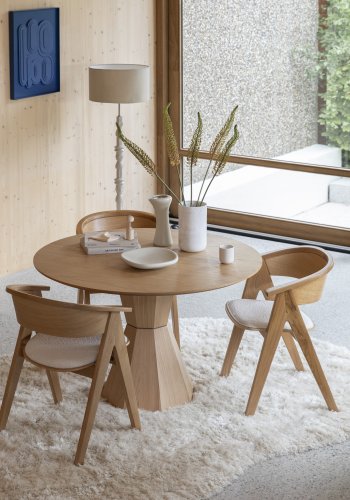 ZUIVER Lotus spisebord, rund - natur egetrsfinér og akacietr (120)