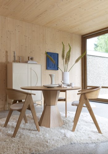 ZUIVER Lotus spisebord, rund - natur egetrsfinér og akacietr (120)