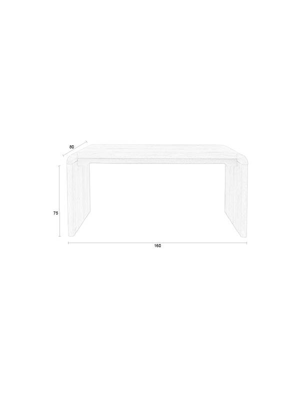 ZUIVER Brave spisebord, rektangulr - natur egetrsfinér og gummitr (160x80)