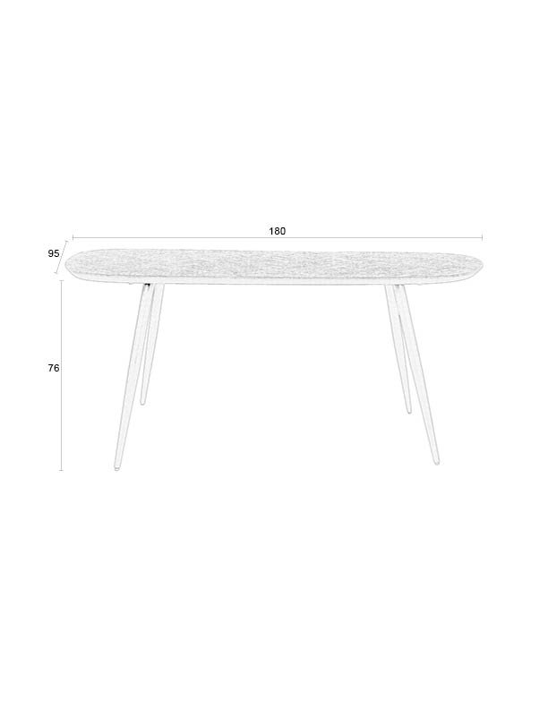 WHITE LABEL LIVING Webster spisebord, rektangulrt - brun genbrugsteak og jern (180x90)