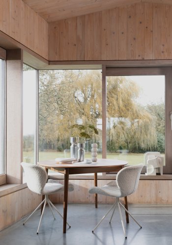 ZUIVER Twist spisebord, m. udtrk, rund - brun valnddefinér (120)