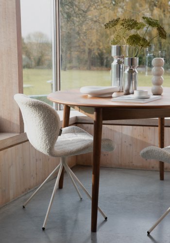 ZUIVER Twist spisebord, m. udtrk, rund - brun valnddefinér (120)