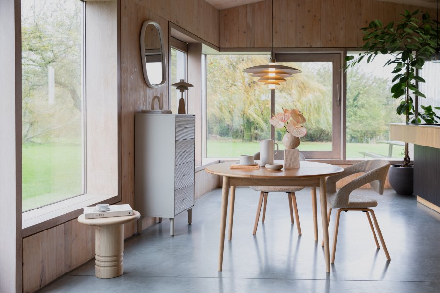 ZUIVER Twist spisebord, m. udtrk, rund - natur egefinér (120)