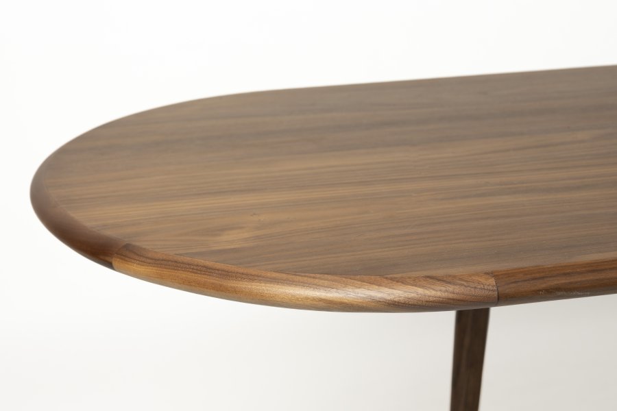 ZUIVER Twist spisebord, m. udtrk, oval - brun valnddefinér (240x90)
