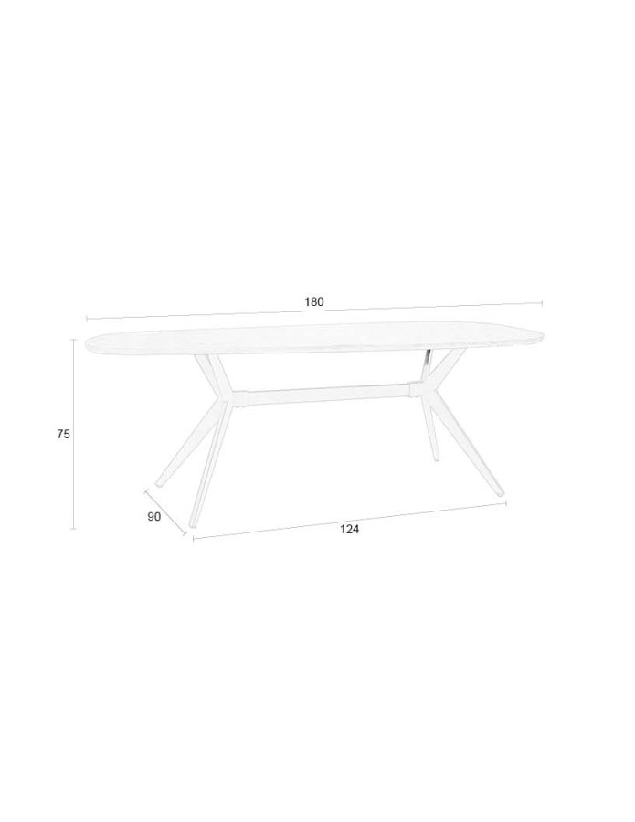 WHITE LABEL LIVING Chase spisebord, organisk rektangulr - brun MDF og sort jern (180x90)