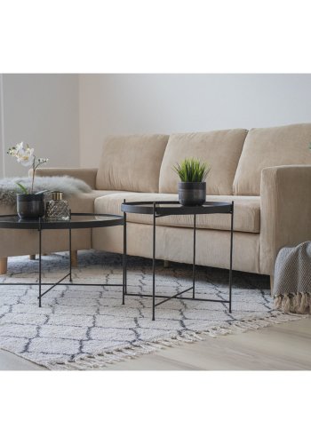 HOUSE NORDIC rund Venezia sofabord - glas og sort stl (70)