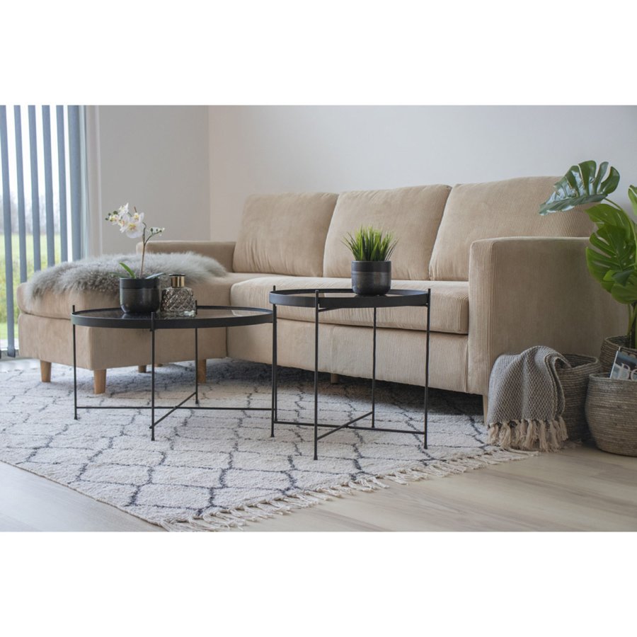 HOUSE NORDIC rund Venezia sofabord - glas og sort stl (70)