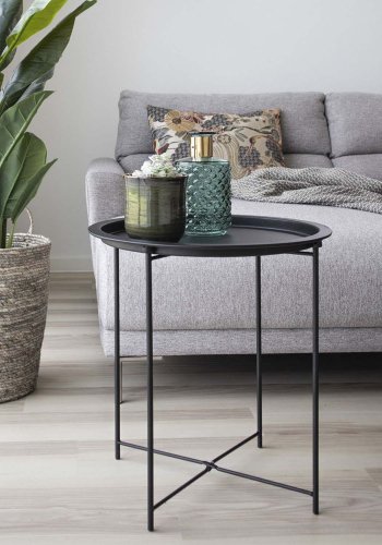 HOUSE NORDIC rund Bastia hjrnebord - sort metal (46,8)