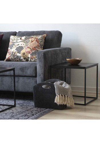 HOUSE NORDIC kvadratisk Vita hjrnebord - sort melamin og stl (45x45)