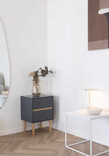 HOUSE NORDIC Vita hjrnebord, kvadratisk - hvid melaminfolie og hvid stl (45x45)