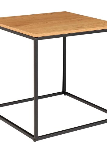 HOUSE NORDIC Vita hjrnebord - natur melamin og sort stl (45x45)