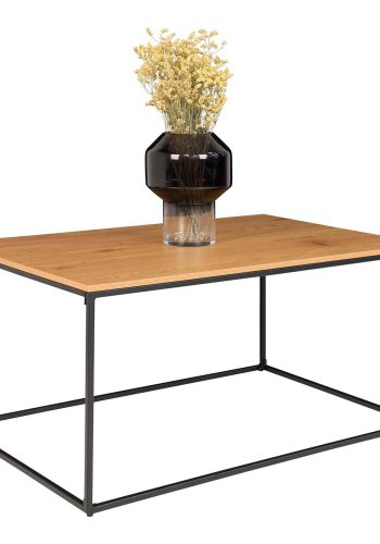 HOUSE NORDIC Vita sofabord - natur melamin og sort stl (60x90)