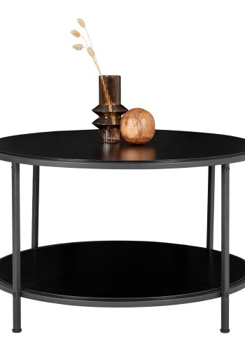 HOUSE NORDIC Vita sofabord, m. 1 hylde - sort melminfolie og sort stl (80)