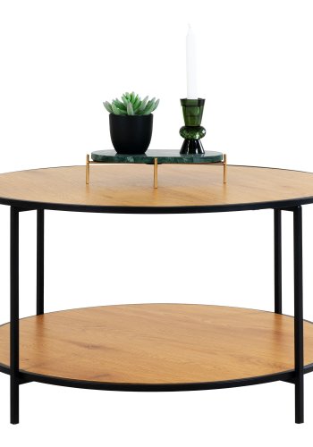 HOUSE NORDIC  Vita Sofabord - Sofabord, egetrslook, sort stel 80x45 cm