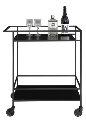 HOUSE NORDIC Vita barvogn, m. hylde - sort melamin og sort stl (68x40)