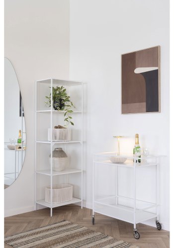 HOUSE NORDIC Vita barvogn, m. 2 hylder og hjul - hvid melaminfolie og hvid stl (68x40)