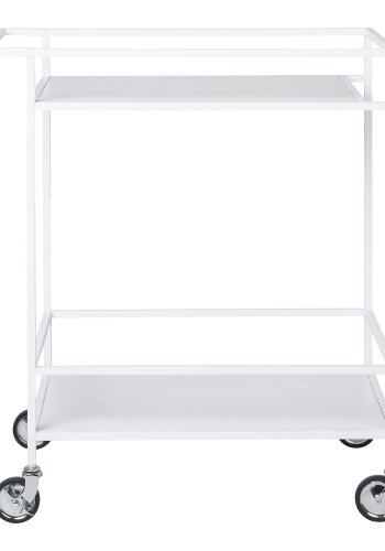 HOUSE NORDIC Vita barvogn, m. 2 hylder og hjul - hvid melaminfolie og hvid stl (68x40)
