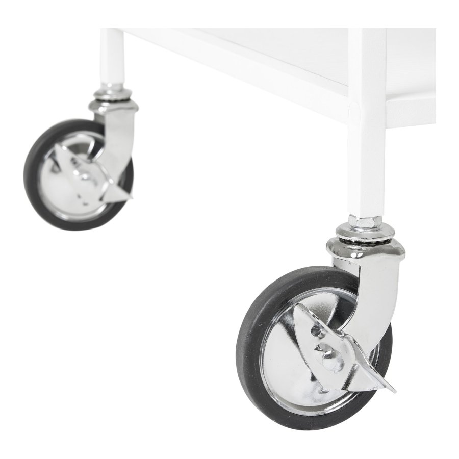 HOUSE NORDIC Vita barvogn, m. 2 hylder og hjul - hvid melaminfolie og hvid stl (68x40)