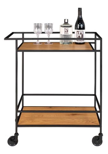 HOUSE NORDIC Vita barvogn, m. hylde - natur melamin og sort stl (68x40)