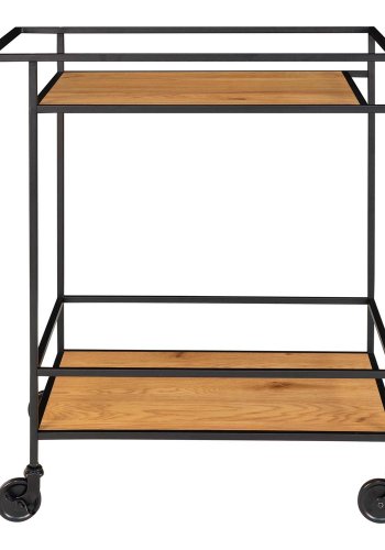 HOUSE NORDIC Vita barvogn, m. hylde - natur melamin og sort stl (68x40)