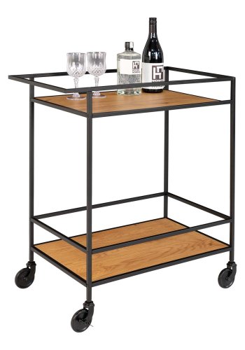 HOUSE NORDIC Vita barvogn, m. hylde - natur melamin og sort stl (68x40)