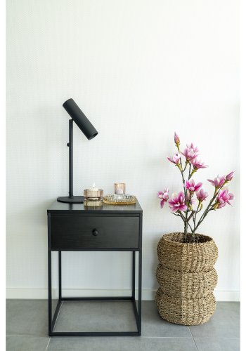 HOUSE NORDIC Vita sengebord, m. 1 skuffe - sort MDF og sort stl (40x40)