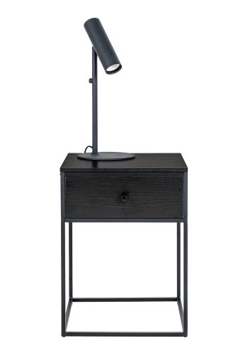 HOUSE NORDIC Vita sengebord, m. 1 skuffe - sort MDF og sort stl (40x40)