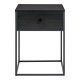 HOUSE NORDIC Vita sengebord, m. 1 skuffe - sort MDF og sort stl (40x40)