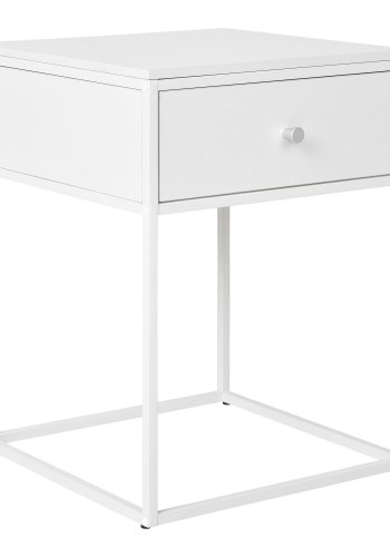 HOUSE NORDIC Vita hjrnebord, m. 1 skuffe, kvadratisk - hvid melaminfolie og hvid stl (40x40)