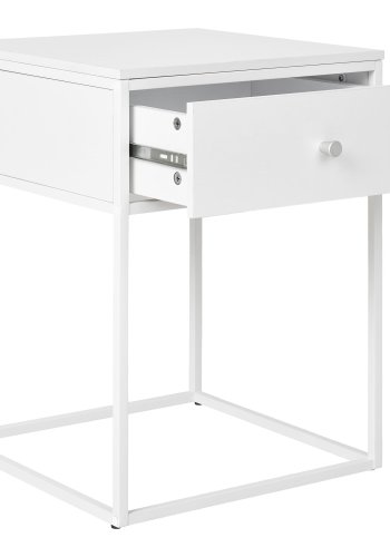 HOUSE NORDIC Vita hjrnebord, m. 1 skuffe, kvadratisk - hvid melaminfolie og hvid stl (40x40)