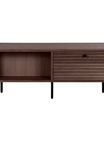 HOUSE NORDIC Kyoto sofabord, m. 2 skuffer - rgfarvet egefinér og sort stl (50x100)