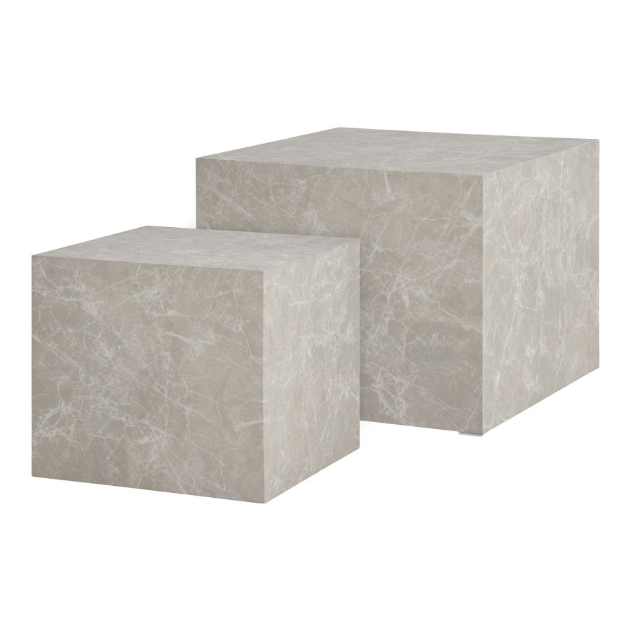 HOUSE NORDIC Prague sofabord, kvadratisk - beige decorpapir med marmor look (st af 2)