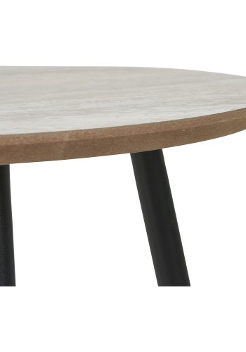 HOUSE NORDIC Aalst sidebord, rund - beige MDF med travertin look og sort stl (40)