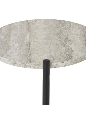 HOUSE NORDIC Leuven sidebord, m. 1 hylde, rund - beige MDF med travertin look og sort stl (27)