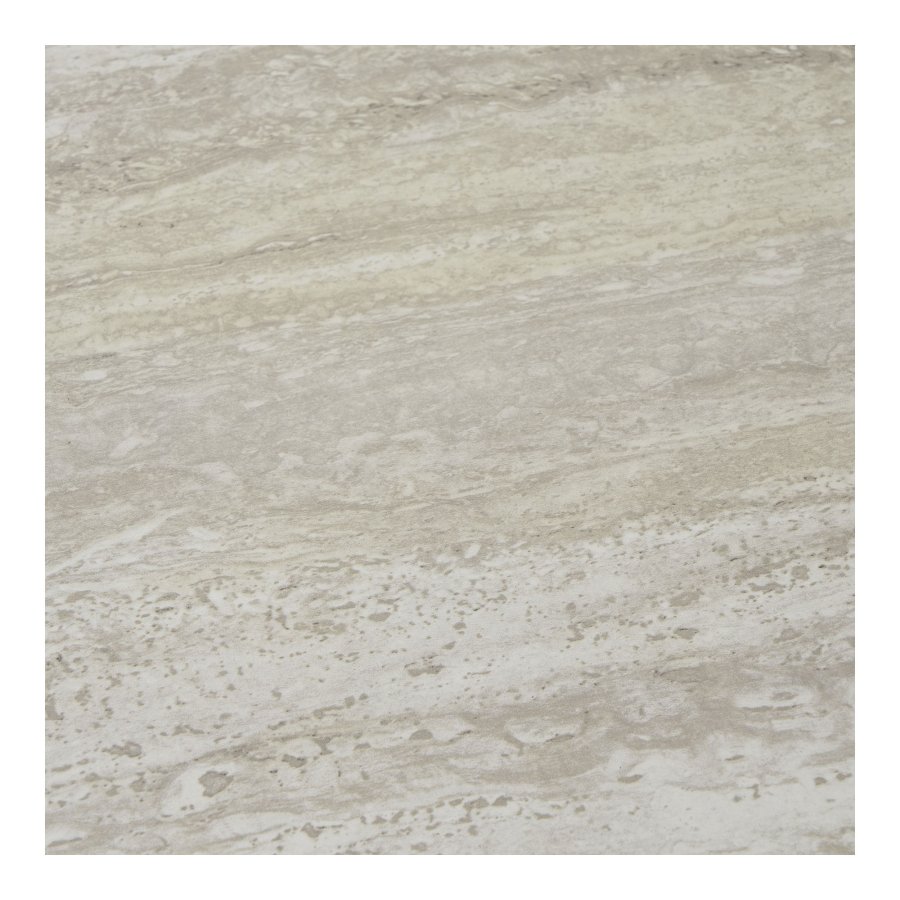 HOUSE NORDIC Leuven sidebord, m. 1 hylde, rund - beige MDF med travertin look og sort stl (27)