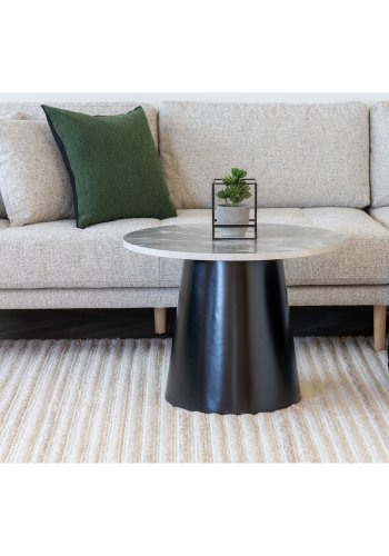 HOUSE NORDIC  Brito Sofabord - Sofabord, marmor look, gr/sort<br>60x45 cm