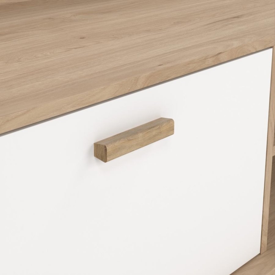 TVILUM Ikast TV-mbel med 1 lge + 2 skuffer, Jackson Hickory/Hvid, 181,9 x 51,2 x 61,6 cm