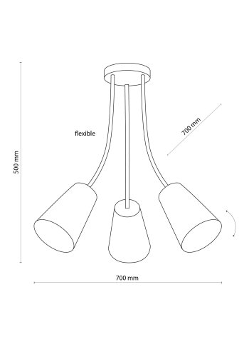 TK Trdfarve loftlampe, m. 3 skrme - multifarvet stof og hvid metal