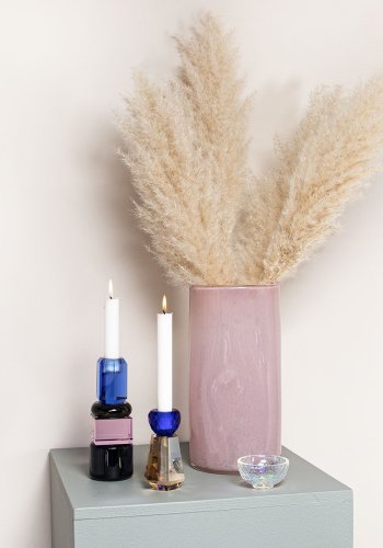 HOUSE OF SANDER Hyacint lysestage - bl/rgfarvet/lyserd/mrkebl glas (H:19)