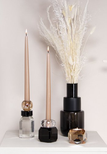 HOUSE OF SANDER Daisy lysestage - sort og klar glas