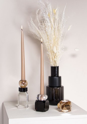 HOUSE OF SANDER Daisy lysestage - sort og klar glas