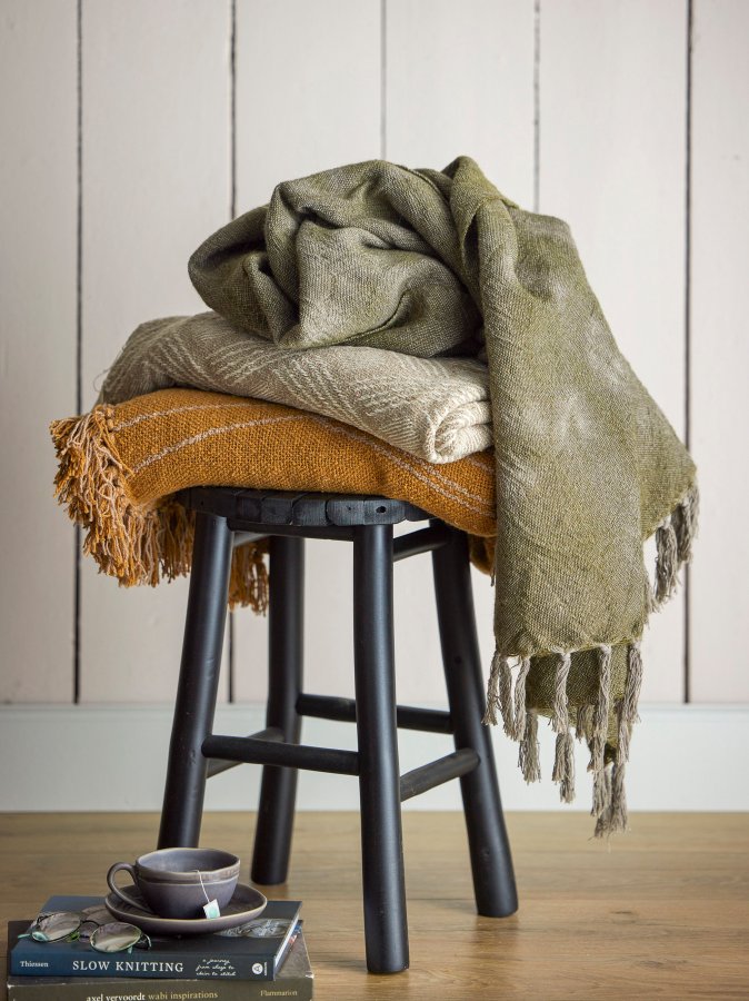 BLOOMINGVILLE Ginger Plaid, Grn, Uld W: 125cm, L: 150cm