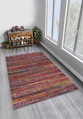 TEPPI W1077 gulvtppe, rektangulr - multifarvet polyester (120x180)