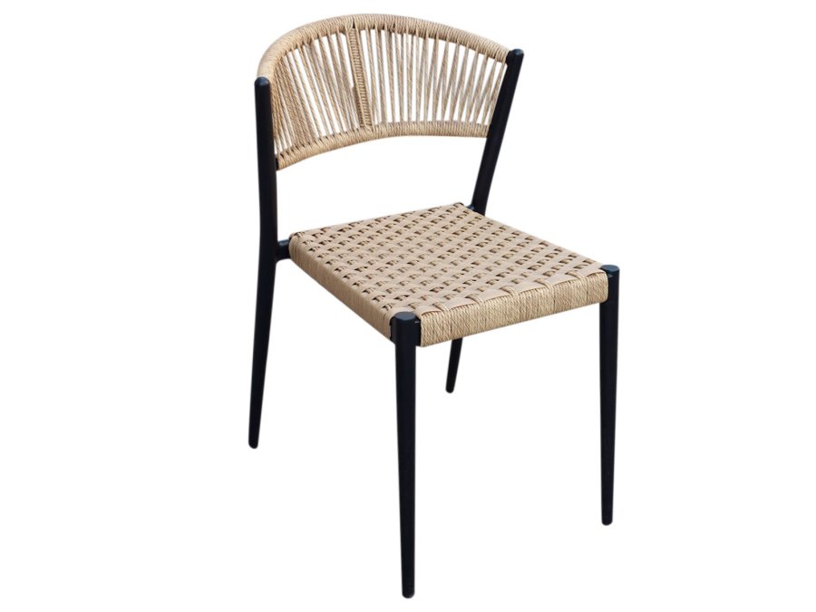 HOUSE OF SANDER Astrid spisebordsstol - natur polyrattan og sort aluminium