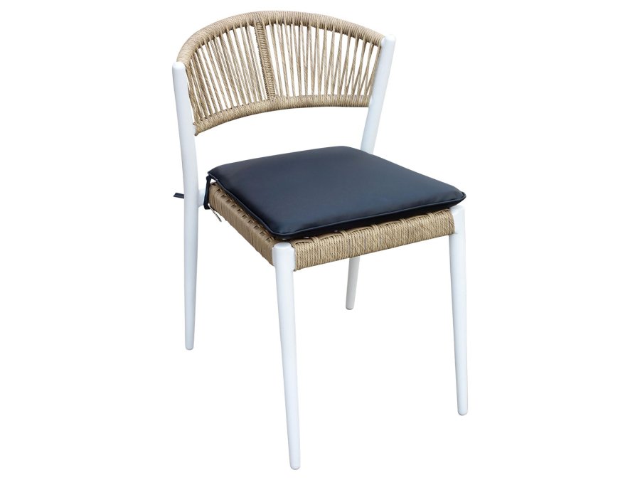 HOUSE OF SANDER Astrid spisebordsstol - natur polyrattan og hvid aluminium