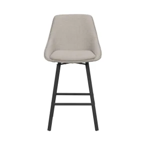 ROWICO Alison barstol, drejelig, m. rygln og fodsttte - beige stof og sort metal