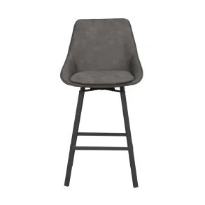 ROWICO Alison barstol, drejelig, m. rygln og fodsttte - gr mikrofiber og sort metal